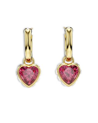 Chroma Cubic Zirconia Heart Charm Hoop Earrings