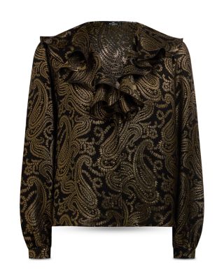 Flared Shirt with Ruffled Collar