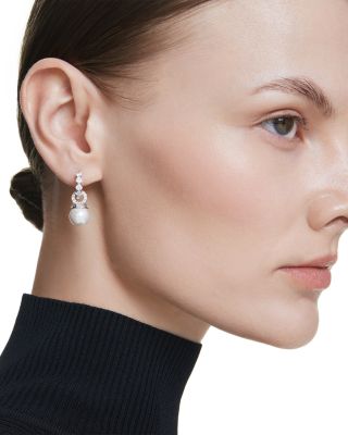 Matrix Cubic Zirconia & Imitation Pearl Charm Hoop Earrings