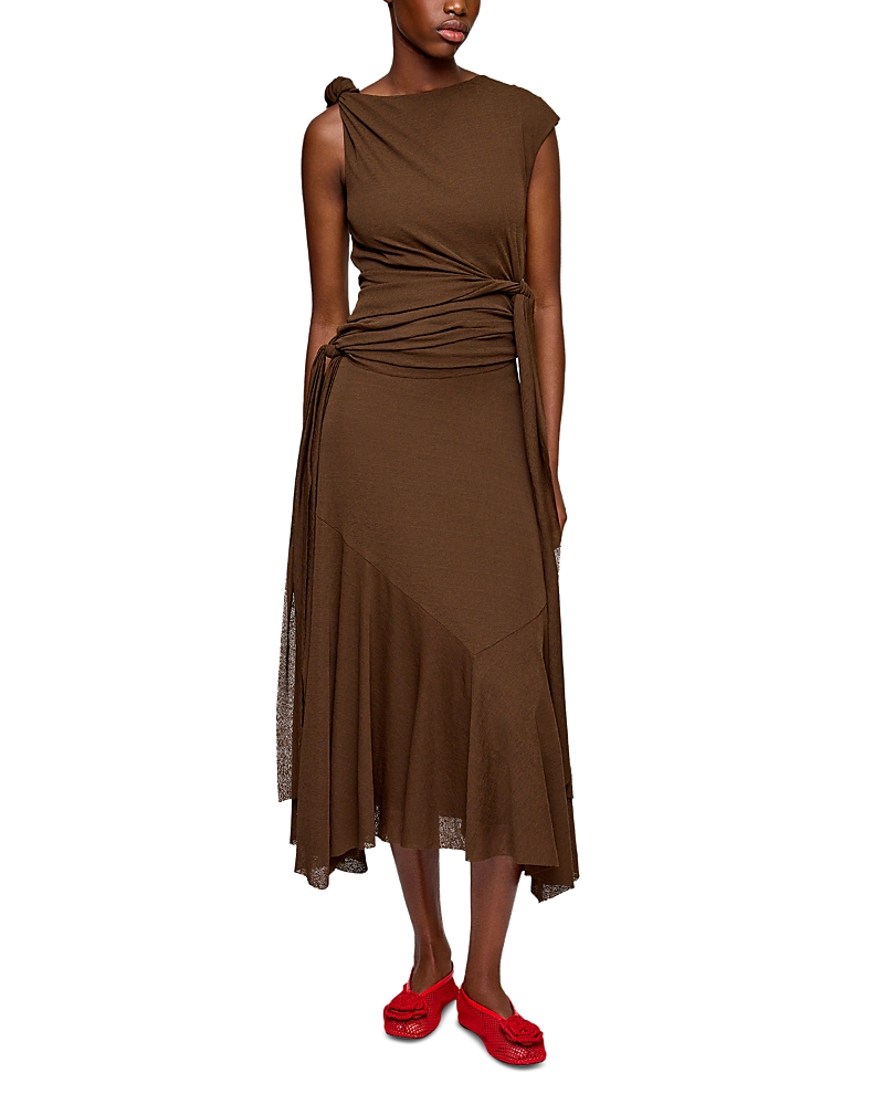 Ganni Mesh Draped Knot Dress