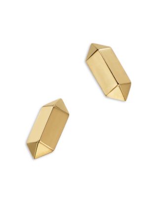 14K Yellow Gold Hexagon Stud Earrings
