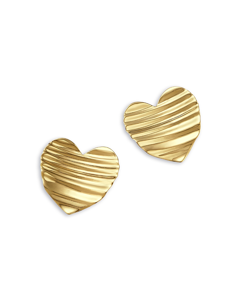 Bloomingdale's Fine Collection Blm Gold Ribbed Heart Stud Earrings in 14K Yellow Gold
