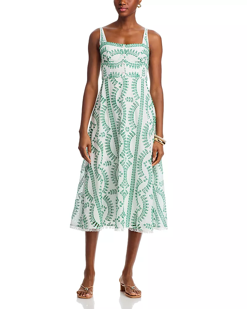 Moon River Embroidered Detail Midi Dress