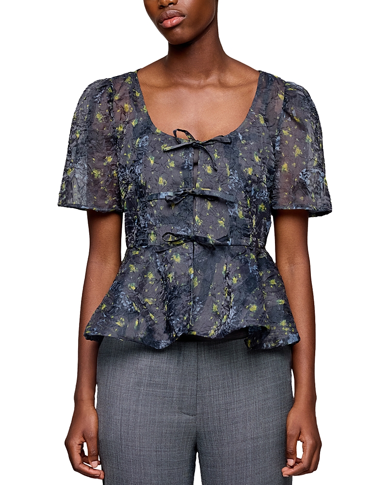 Ganni Shibori Organza Peplum Blouse