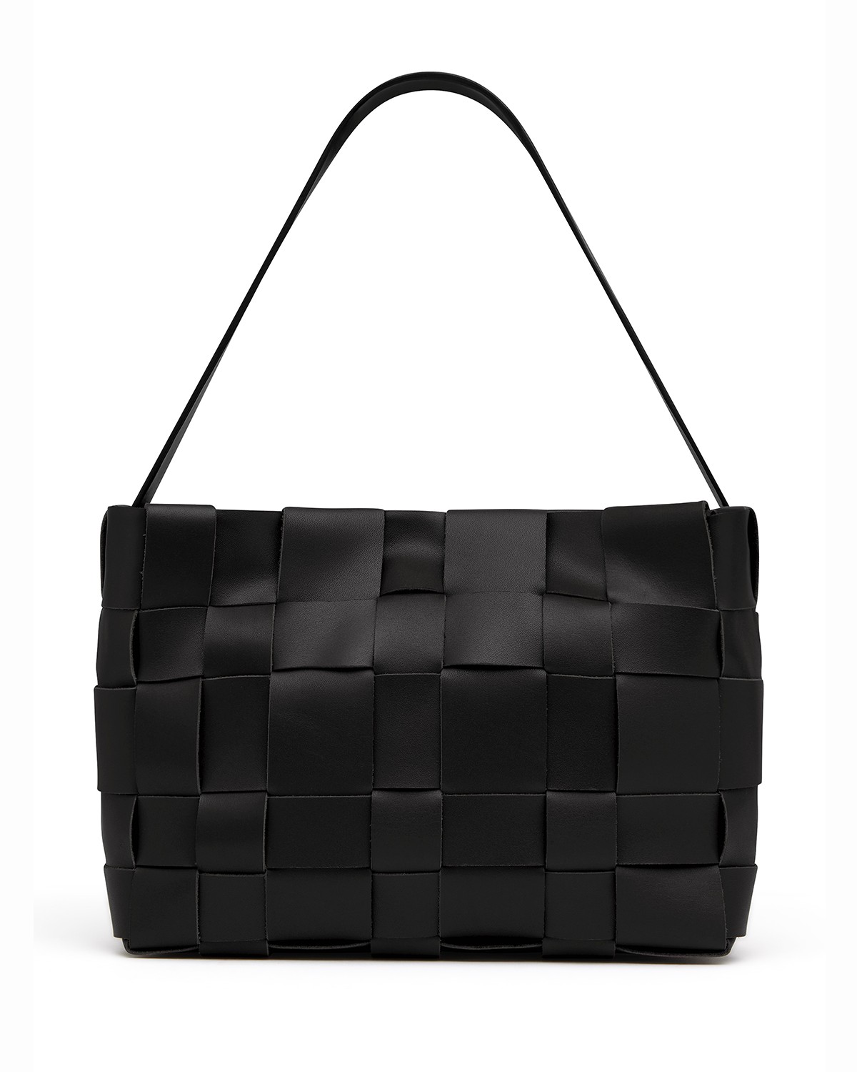 St. Agni Mini Woven Leather Tote in Black