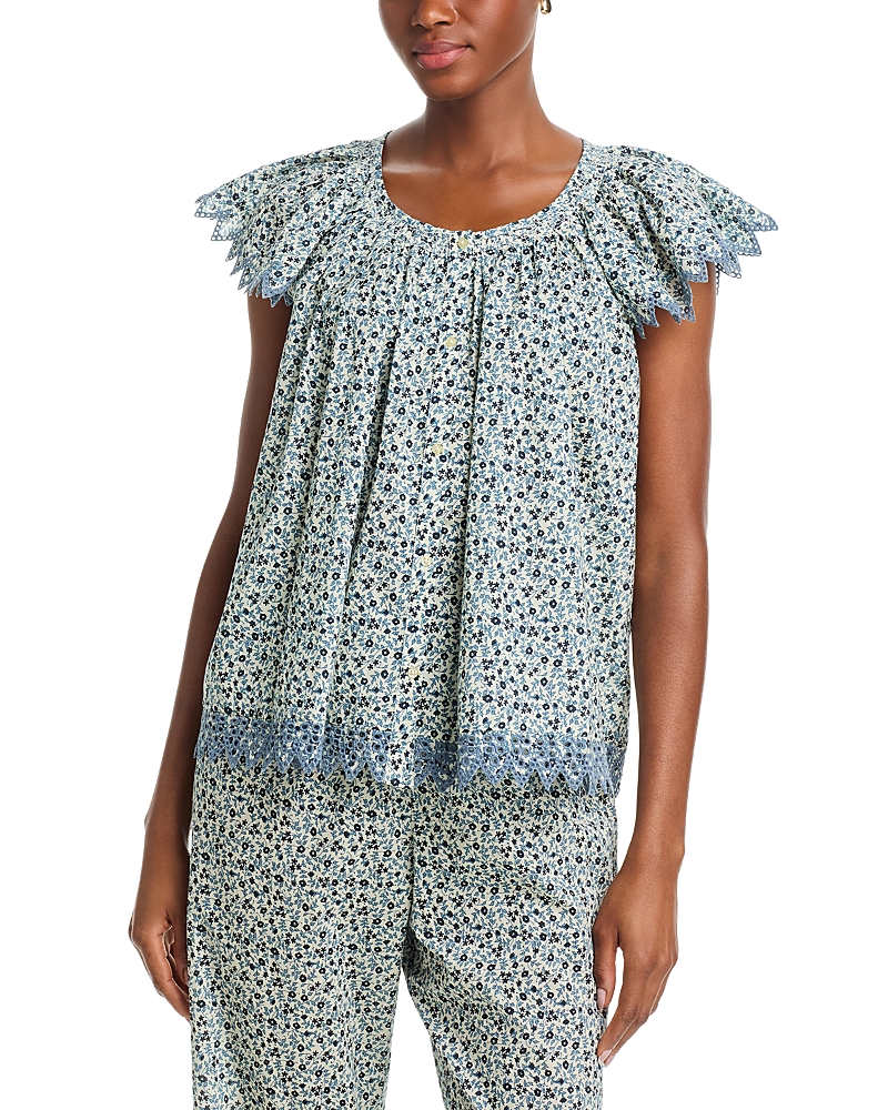 The Great. The Flutter Sleeve Eyelet Top