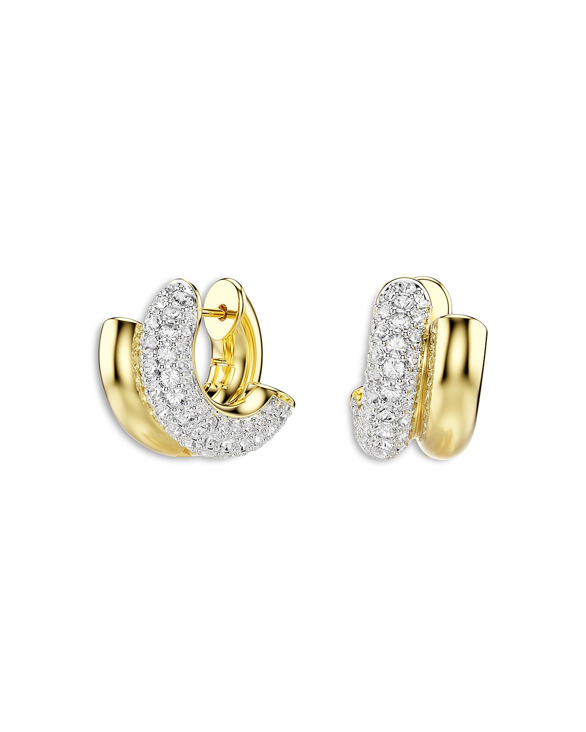 Swarovski Dextera Crystal Double Row Tubular Hoop Earrings