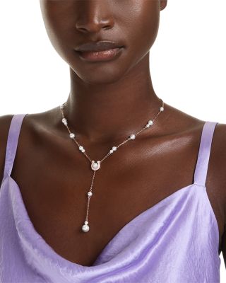 Symbolica Crystal & Imitation Pearl Horseshoe Lariat Necklace, 14.87-18.87"