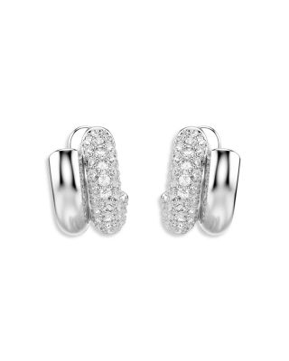 Dextera Crystal Double Row Tubular Hoop Earrings