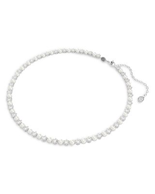 Matrix Cubic Zirconia & Imitation Pearl Necklace, Bracelet & Stud Earrings Set