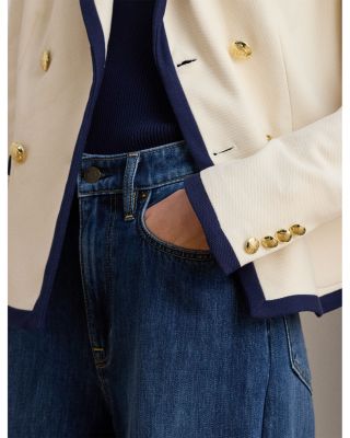 Two Tone Double Breasted Piqu&eacute; Blazer