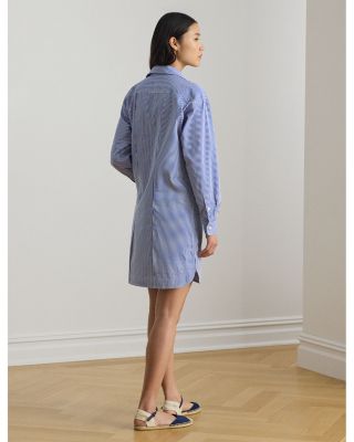 Striped Cotton Broadcloth Shirtdress