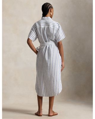 Striped Linen Short Sleeve Shirtdress