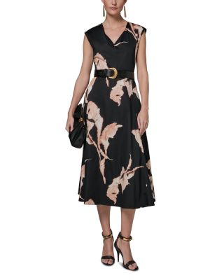 Cotton Sateen Floral Midi Dress