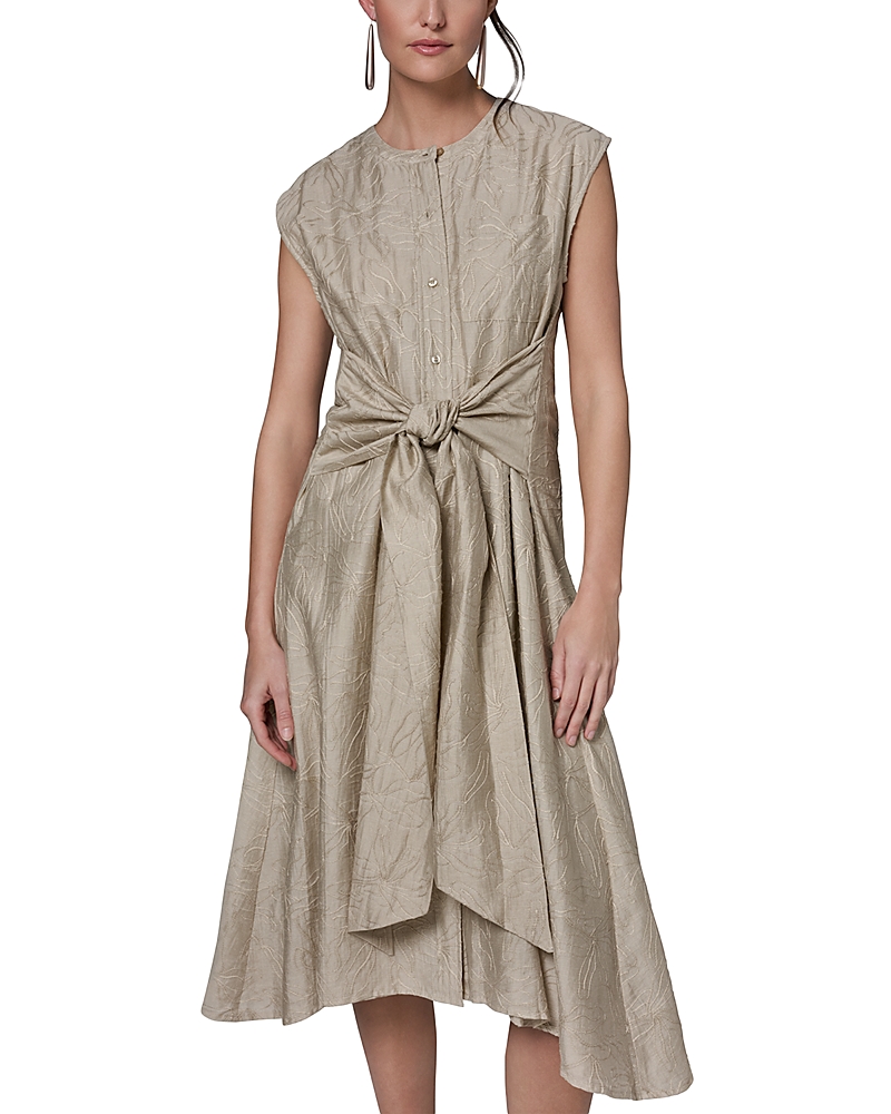 Donna Karan New York Embroidered Cap Sleeve Belt Dress