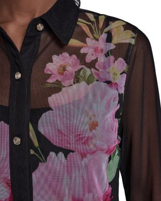 Sheer Floral Knit Blouse