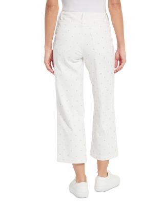 Audrey Pearled Embellished Crop Jeans in Ecru White