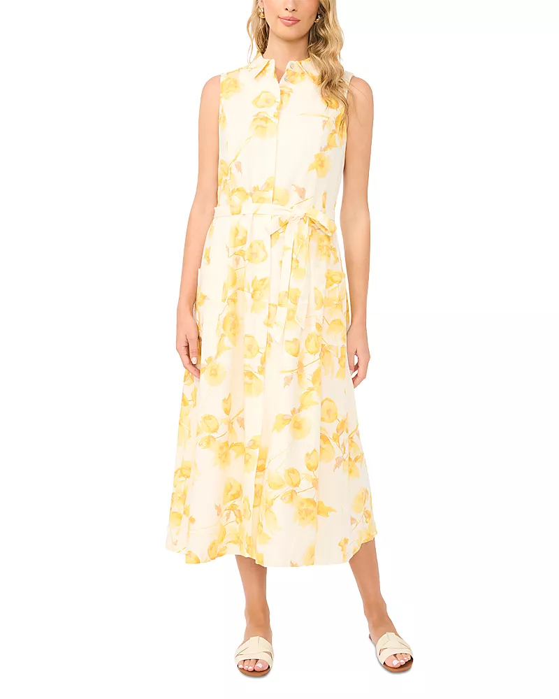 Vince Camuto Sleeveless Collared Patch Pocket Dress