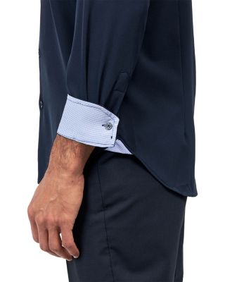 Slim Fit Solid Navy Performance Dress Shirt