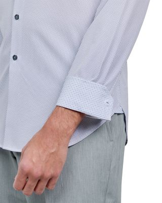 Slim Fit Broken Stripe Performance Dress Shirt