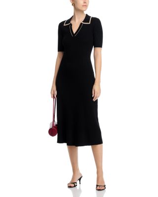 Short Sleeve Polo Collar Midi Dress