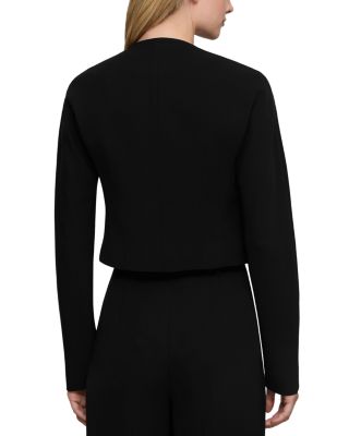 Zip Front Collarless Short Jacket