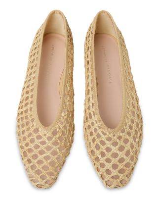 Women's Tan Woven Raffia Ballet Flats