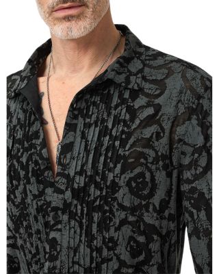 Florian Printed Pintuck Burnout Shirt