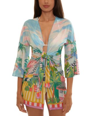 Miami Beach Tie Front Mesh Tunic
