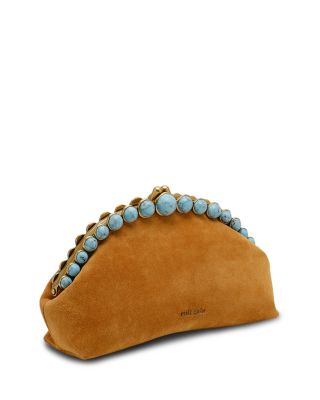 Una Suede & Stone Clutch 
