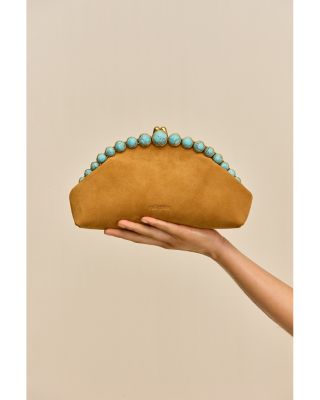 Una Suede & Stone Clutch 