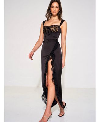  Freddie Lace Bustier Satin Slip Maxi Corset Dress