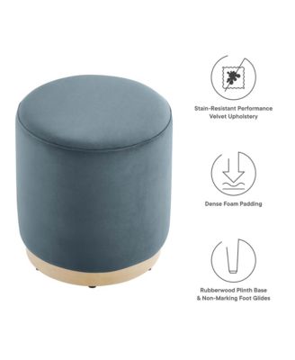 Tilden 16" Round Performance Velvet Upholstered Ottoman