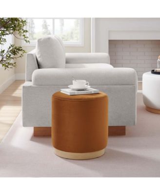 Tilden 16" Round Performance Velvet Upholstered Ottoman
