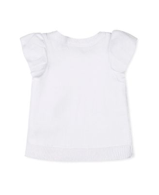 Girls' Organic Ruffle Sleeve Pointelle Sweater - Little Kid, Big Kid