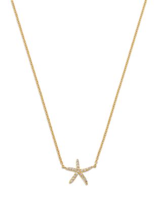 14K Yellow Gold Diamond Starfish Pendant Necklace - Exclusive