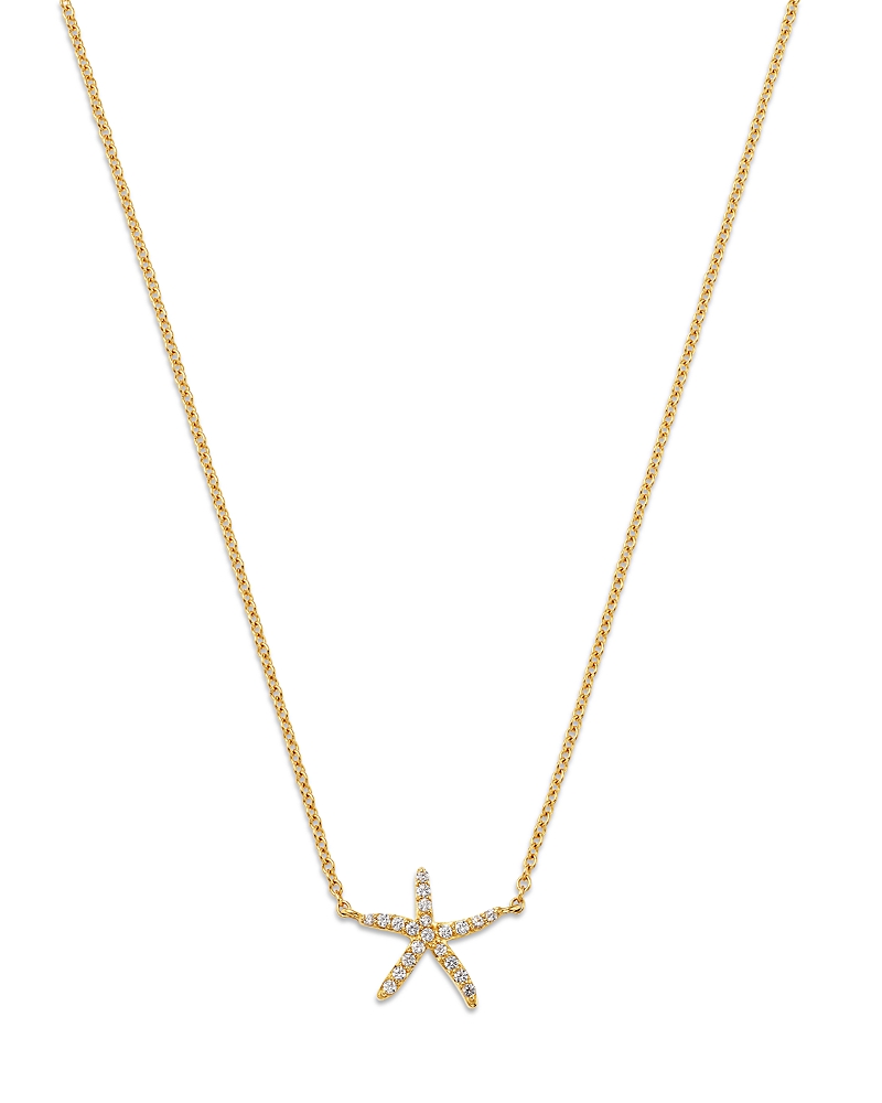 Moon & Meadow 14K Yellow Gold Diamond Starfish Pendant Necklace, 16-18 - Exclusive
