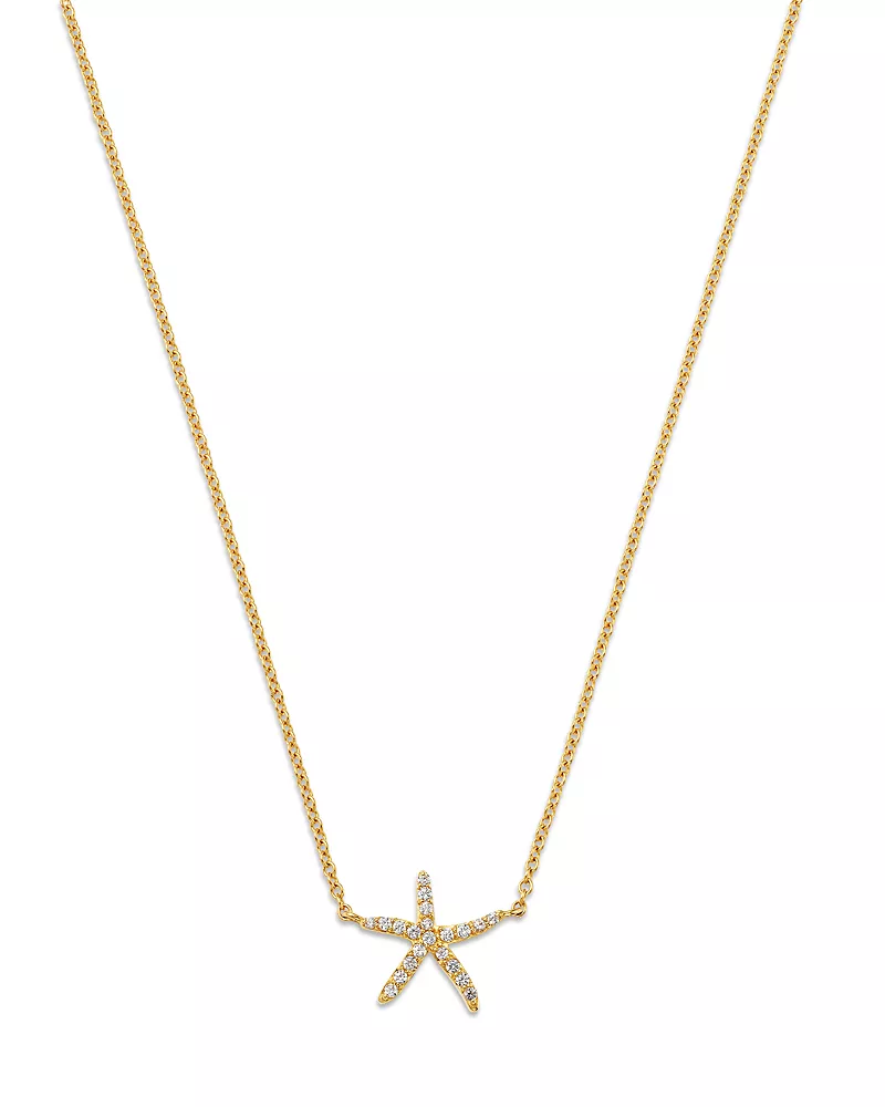 Moon & Meadow 14K Yellow Gold Diamond Starfish Pendant Necklace, 16-18 - Exclusive