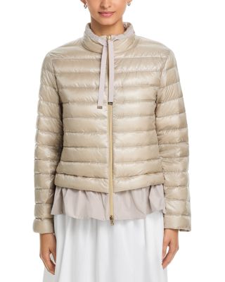 Quilted Ruffle Hem Coat