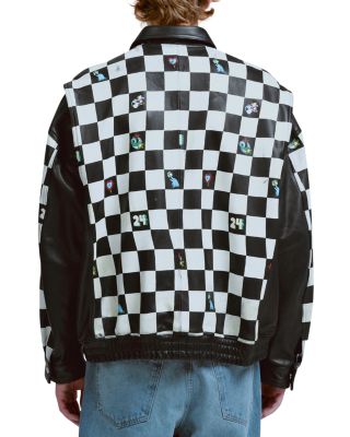 Oversized Paneled Leather Jacket