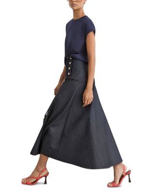 Button Detail Denim Skirt