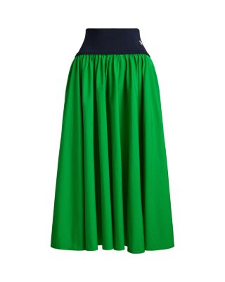 Shirred Cotton A-Line Skirt