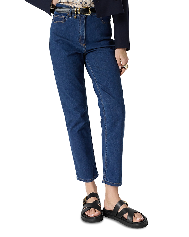 Gerard Darel Amandyne High Rise Ankle Straight Jeans in Blue