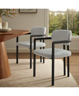 Elio Barrel Fabric and Metal Dining Chair