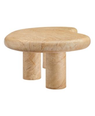 Elowen Indoor - Outdoor Patio Textured Faux Travertine Coffee Table