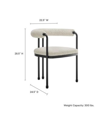 Turin Curved Back Boucle and Metal Dining Accent Chair