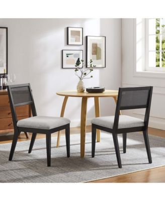 Nimba Faux Rattan Fabric Dining Chairs, Set of 2