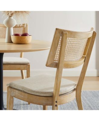 Caledonia Fabric Upholstered Wood Dining Chair, Set of 2