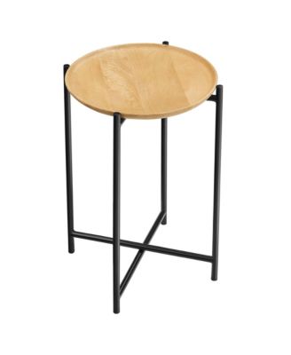 Xilo Round Wood and Metal Side Table