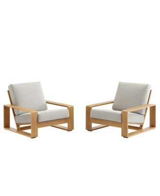 Lirienne Outdoor Patio Aluminum Faux Wood Armchairs, Set of 2